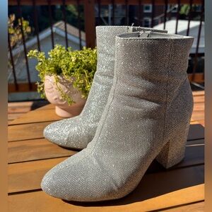 Madden Girl Shimmering Silver Heeled Boots